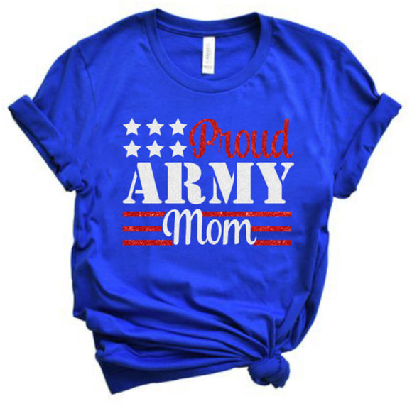 Glitter Proud Army Mom Shirt | Army shirt | Glitter Army Mom shirt | Bella Canvas Patriotic tee