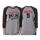 Football Mom Shirt | Glitter Football Mom Squad Shirt | 3/4 Sleeve Raglan | Customize with your Team & Colors