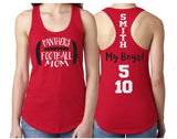 Glitter Football  Mom Tank Top | Football Tank Top | Two Numbers |  Racerback Tank Top | Customize