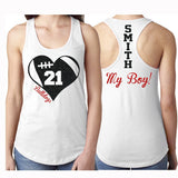 Football Heart Tank Top | Glitter Football Mom Tank Top | Racerback Tank Top | Customize