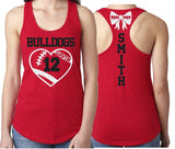 Glitter Football Heart Mom Tank Tops | Football Tank Tops |  Football Shirts | Football Heart Racerback Tank Top | Customize