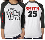Glitter Mama Football Shirt | Football Shirts | Football Mom Shirts | 3/4 Sleeve Raglan | Customize Team & Colors