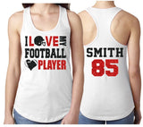 Glitter I Love My Football Player Tank Top | Football Racerback Tank | Football Shirts | Football Mom Tanks | Customize Colors