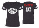 Glitter Football Mama Shirts | Football Shirt |  V Neck Short Sleeve Shirt | Football Bling | Customize Football Shirt