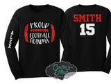 Glitter Football Shirt |  Football Shirts | Football Grandma | Long Sleeve Shirt | Football Bling | Football Spirit Wear