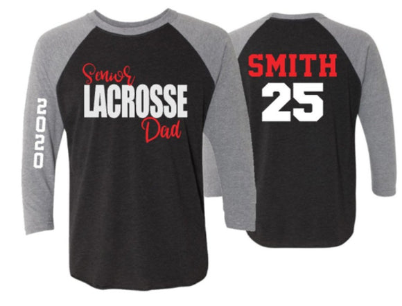 Senior Lacrosse Dad shirt | Lacrosse Shirts |  Lacrosse Dad shirt | Lacrosse Bling | Lacrosse Spirit Wear | Customize Colors