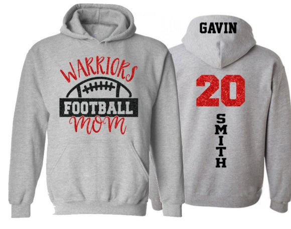 Glitter Football Hoodies | Football Mom Hoodie | Mom Football Hoodie Glitter | Customize Colors