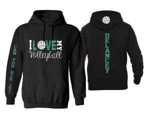 Glitter Volleyball Hoodie | Customize with your Team & Colors | Adult or Youth Sizes