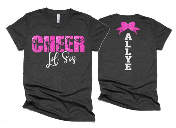 Glitter Cheer Shirts | Cheer Tshirts | Big Sis Cheer Shirts | Cheerleader Gift | Glitter Megaphone Shirt | Bella Canvas T-shirt