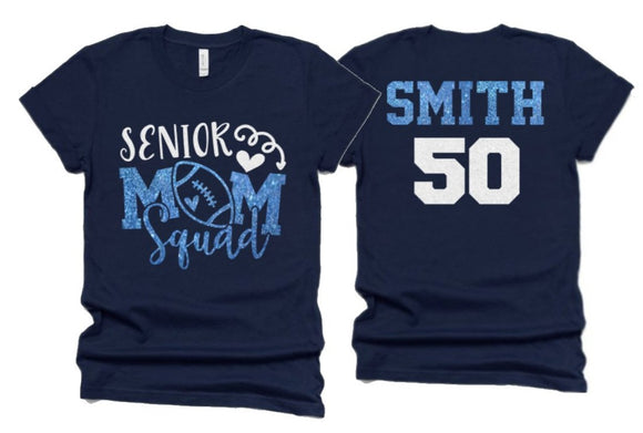 Glitter Senior Football Shirt | Football Mom T-Shirt | Football Shirts | Cute Football Mom Shirts | Bella Canvas T-shirt