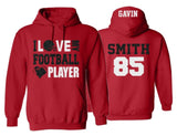 Glitter I Love My Football Player Hoodie | Football Hoodies | Football Mom Hoodies | Football Mom | Customize Colors