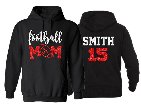 Glitter Football Mom Hoodie | Football Hoodies | Football Mom Hoodies | Football Mom | Customize Colors