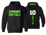 Glitter Softball Mom Hoodie | Softball  Hoodie | Softball  Spirit Wear | Customize with your Colors