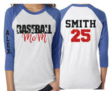 Glitter Baseball Shirt | Baseball Mom Heart | 3/4 Sleeve Raglan |Customize Your Team & Colors