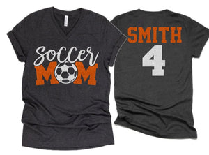Glitter Soccer Mom V Neck Shirt | Soccer Shirt | Bella Canvas Short Sleeve T-Shirt | Customize  Colors