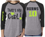 Glitter Softball Mom | That's My Girl | 3/4 Sleeve Shirt|Customized Softball Mom Shirt