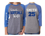 Glitter Senior Softball Wife Shirt | Softball Shirt | 3/4 Sleeve Shirt | Customize Colors