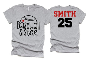 Glitter Baseball Sister Shirt |Baseball Spirit wear | Baseball shirt | Bella Canvas Tshirt | Customize Your Colors