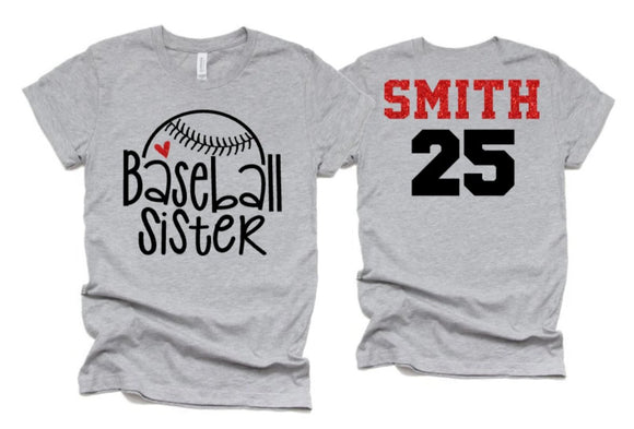 Glitter Baseball Sister Shirt |Baseball Spirit wear | Baseball shirt | Bella Canvas Tshirt | Customize Your Colors