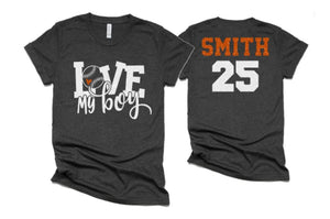 Glitter Love My Boy Baseball Shirt |Baseball Spirit wear | Baseball shirt | Bella Canvas Tshirt | Customize Your Colors