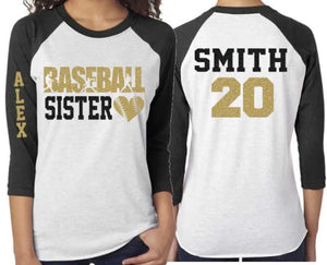 Glitter Baseball Shirt | Baseball Shirts | Baseball Sister | Baseball Spirit wear | Customize Colors | Youth