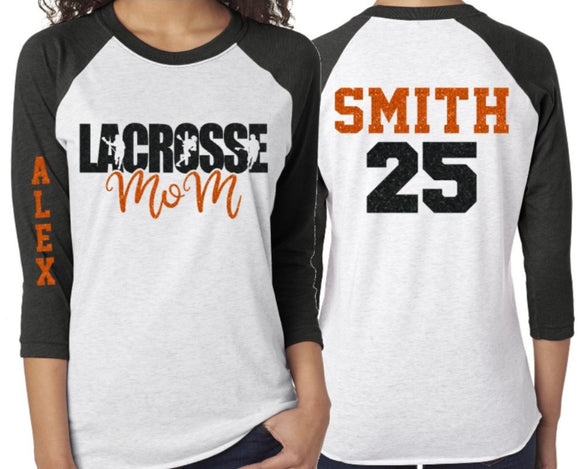 Glitter Lacrosse  Mom shirt | Lacrosse Shirts | Glitter Lacrosse Mom shirt | Lacrosse Bling | Lacrosse Spirit Wear | Customize Colors
