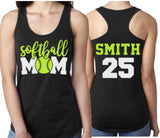Glitter Softball Mom Tank Top | Customize Colors, Name, & Number |Custom Softball Tank |Softball Bling | Mom, Sister, Aunt Stepmom, Grandma