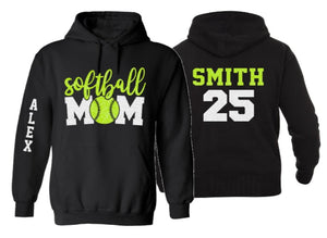 Glitter Softball Mom Hoodie | Softball  Hoodie | Softball  Spirit Wear | Customize with your Colors