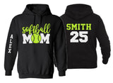 Glitter Softball Mom Hoodie | Softball  Hoodie | Softball  Spirit Wear | Customize with your Colors