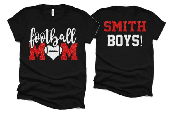 Glitter Football Shirt | Football Mom Shirts | Football Shirts | Cute Football Mom Shirts | Bella Canvas T-shirt