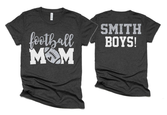 Glitter Football Shirt | Football Mom Shirts | Football Shirts | Cute Football Mom Shirts | Bella Canvas T-shirt