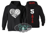 Glitter Volleyball Heart Hoodie | Volleyball Hoodie | Customize with your Team & Colors