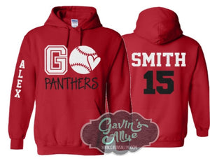 Glitter Softball or Baseball Mom Hoodie | Softball  Hoodie | Softball  Spirit Wear | Customize with your Colors