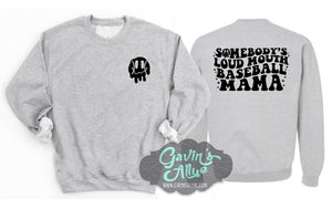 Glitter Baseball Hoodie | Baseball Shirts | Baseball Sweatshirt  | Somebody's Loud Mouth Baseball Mama Customize Colors | Adult or Youth Sizes