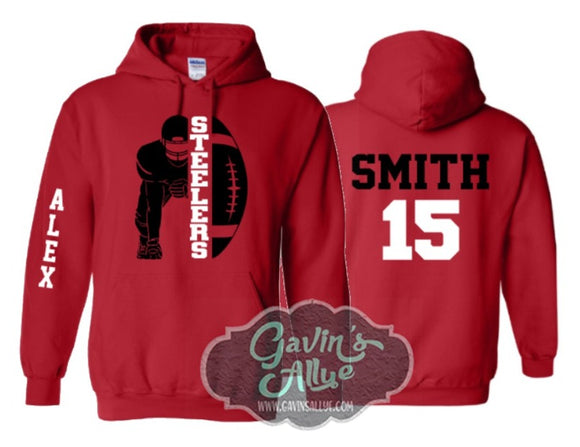 Football Hoodie | Customize Team & Colors | Football Spirit Wear | Adult or Youth Sizes