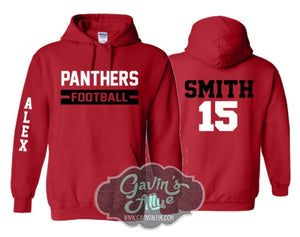 Football Hoodie | Customize Team & Colors | Football Spirit Wear | Adult or Youth Sizes