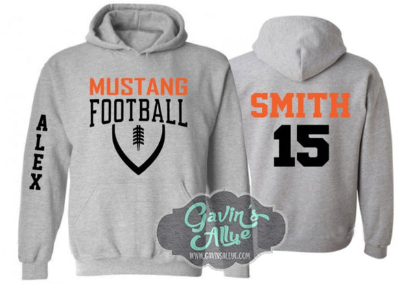 Football Hoodie | Customize Team & Colors | Football Spirit Wear | Adult or Youth Sizes