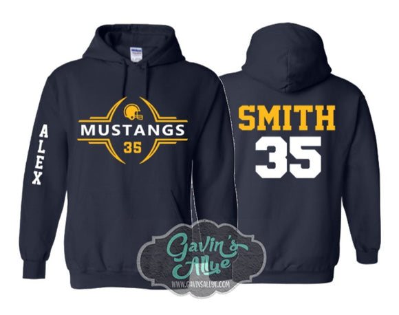 Football Hoodie | Customize Team & Colors | Football Spirit Wear | Adult or Youth Sizes