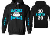 Football Hoodie | Football Hoodies | Two Player Hoodie | Customize with your Team & Colors | Adult or Youth Sizes