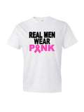 Adult Real Men Wear Pink Shirt| Short Sleeve T-shirt |Cancer Awareness