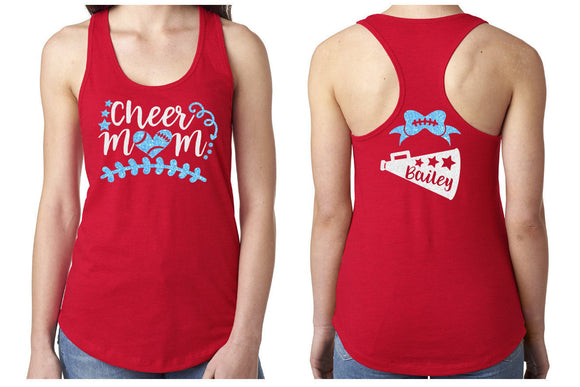 Glitter Cheer Mom Tank | Cheer Racerback  Tank | Customize with your Colors