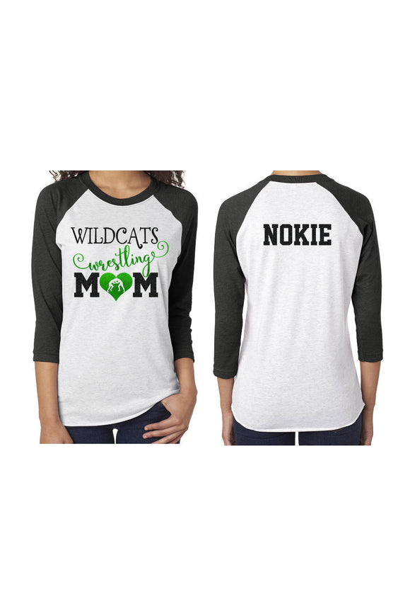 Glitter Wrestling Mom | Wrestling Mom Shirt | 3/4 Sleeve Raglan | Customize with your Team & Colors