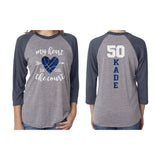 Glitter Basketball Mom Shirt | My Heart is on the Court | 3/4 Sleeve Baseball Raglan Basketball Shirt | Grandma, Stepmom, Sister, Aunt