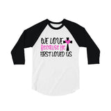 We Love Because He first Loved us shirt | Glitter Baseball Shirt | Jesus Style Shirt