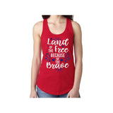 Glitter Land of the Free Because of the Brave Tank | Patriotic Shirt | 4th of July Shirt