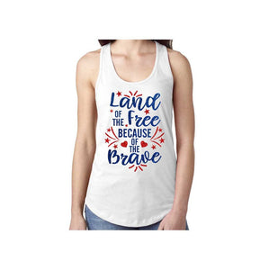 Glitter Land of the Free Because of the Brave Tank | Patriotic Shirt | 4th of July Shirt