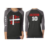 Baseball Mom Shirt | Glitter 3 up 3 down Baseball Shirt | 3/4 Sleeve Shirt | Customize Team & Colors
