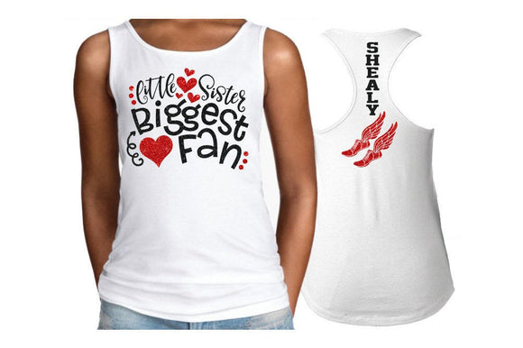 Glitter Sister Biggest Fan Track Tank Top|Customize Team & Colors