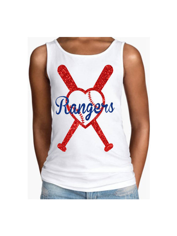 Glitter Baseball  Tank Top | Youth Racerback Tank | Customize Your Team & Colors