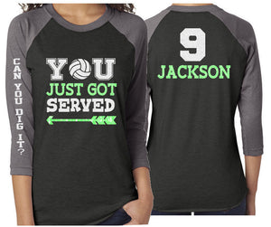Glitter Volleyball Shirt | Volleyball Mom You Just Got Served Shirt | Customized Volleyball  Shirt | Customize Team & Colors